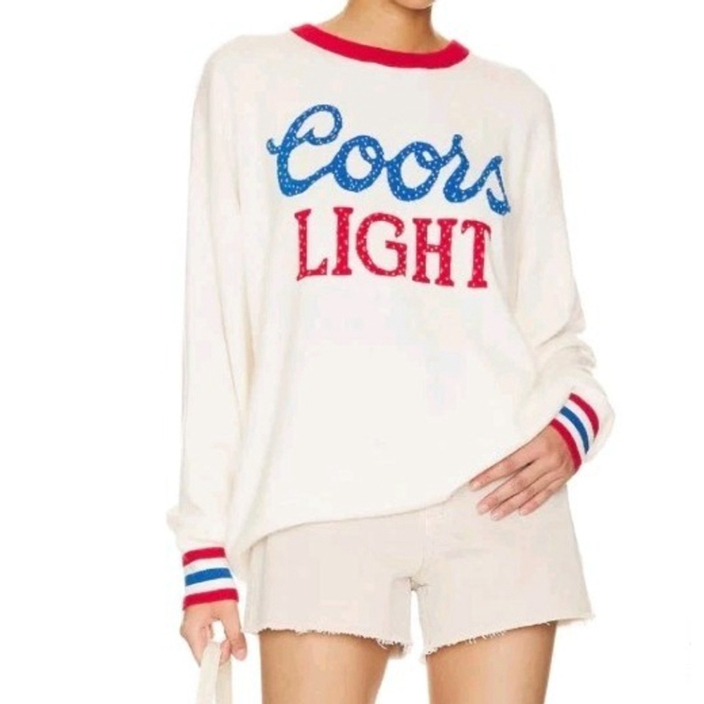 The Laundry Room Coors Light 1980 - Cashmere Sweater White & RedSize XS NWT $200